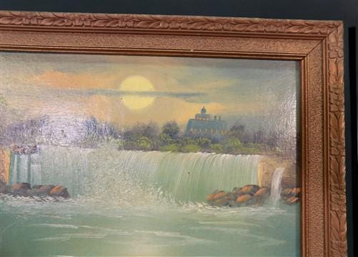 1920s Intinerant Art Landscape Painting, Original Art Waterfall, Landscape, N