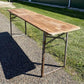 Stained Vintage German Beer Garden Table, Portable Industrial Wood Table, A7