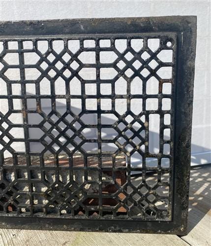 Ornate Art Deco Cast Iron Grate Vintage Wall Floor Fireplace Register Vent A3