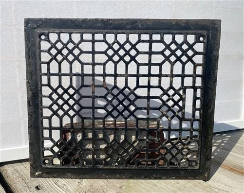 Ornate Art Deco Cast Iron Grate Vintage Wall Floor Fireplace Register Vent A3