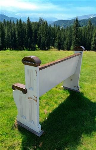 Vintage Wooden Church Pew, Porch Bench, Entry Foyer Bench, Dining Seating, C27