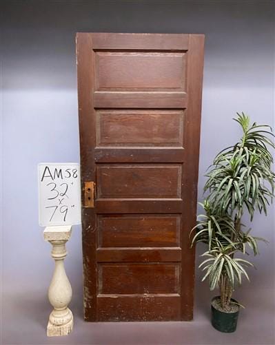 Vintage American Door (32x79) Five Panel Interior Door, Architectural, AM58