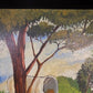 1975 EB American Folk Art Painting on Canvas, Covered Wagon Cattle Original Art