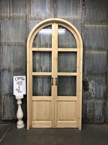 Arched French Double Door (48x96) 3 Pane Glass Door European Styled w Jamb OM6