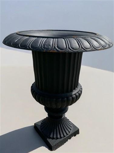 39" Tall Cast Iron Fluted Urn, Flower Pot Planter, Garden Patio Yard Art B5