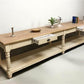 12' Antiqued Kitchen Island with Drawers, Store Counter Display Harvest Table