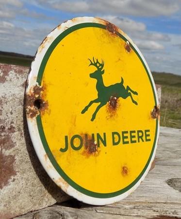 John Deere Sign, Metal Porcelain Sign, Advertising Sign, Farm Implement Sign D