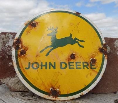 John Deere Sign, Metal Porcelain Sign, Advertising Sign, Farm Implement Sign B