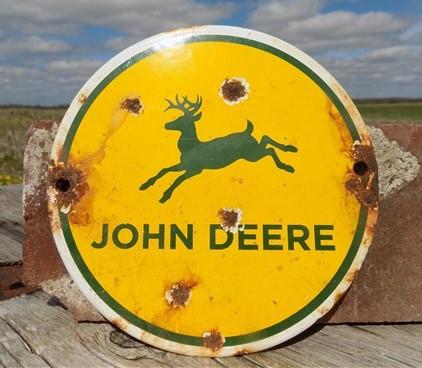 John Deere Sign, Metal Porcelain Sign, Advertising Sign, Farm Implement Sign A